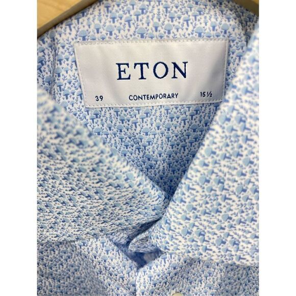 ETON Blue Button Down Print Shirt Size Medium NEW - Picture 4 of 9